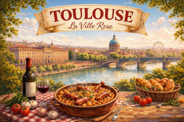 Toulouse la Ville Rose, spécialités gastronomiques occitanes dont le cassoulet toulousain, à 40 km du gîte L'Atelier de la Mandille