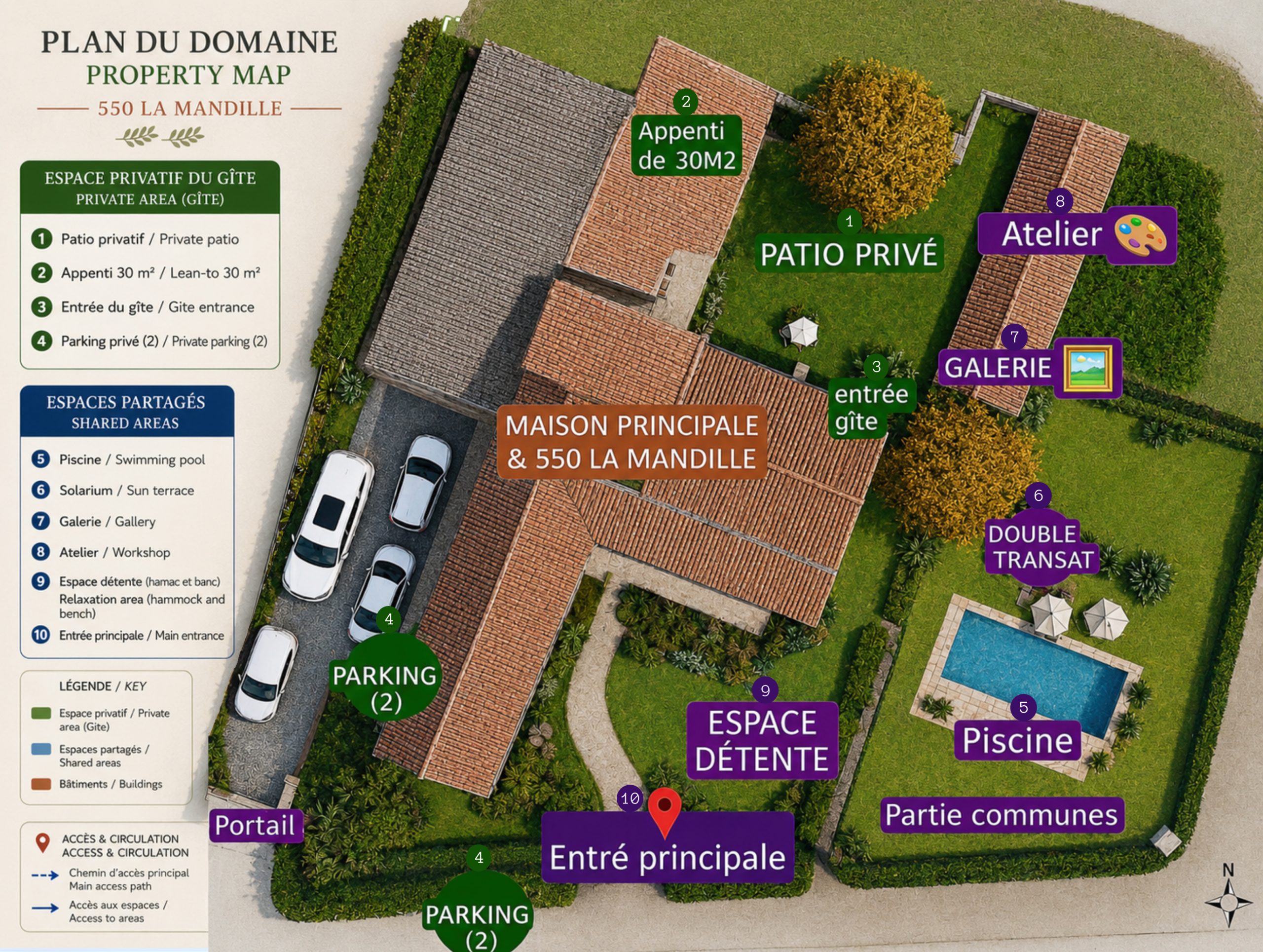 Plan du domaine du Gîte de la Mandille